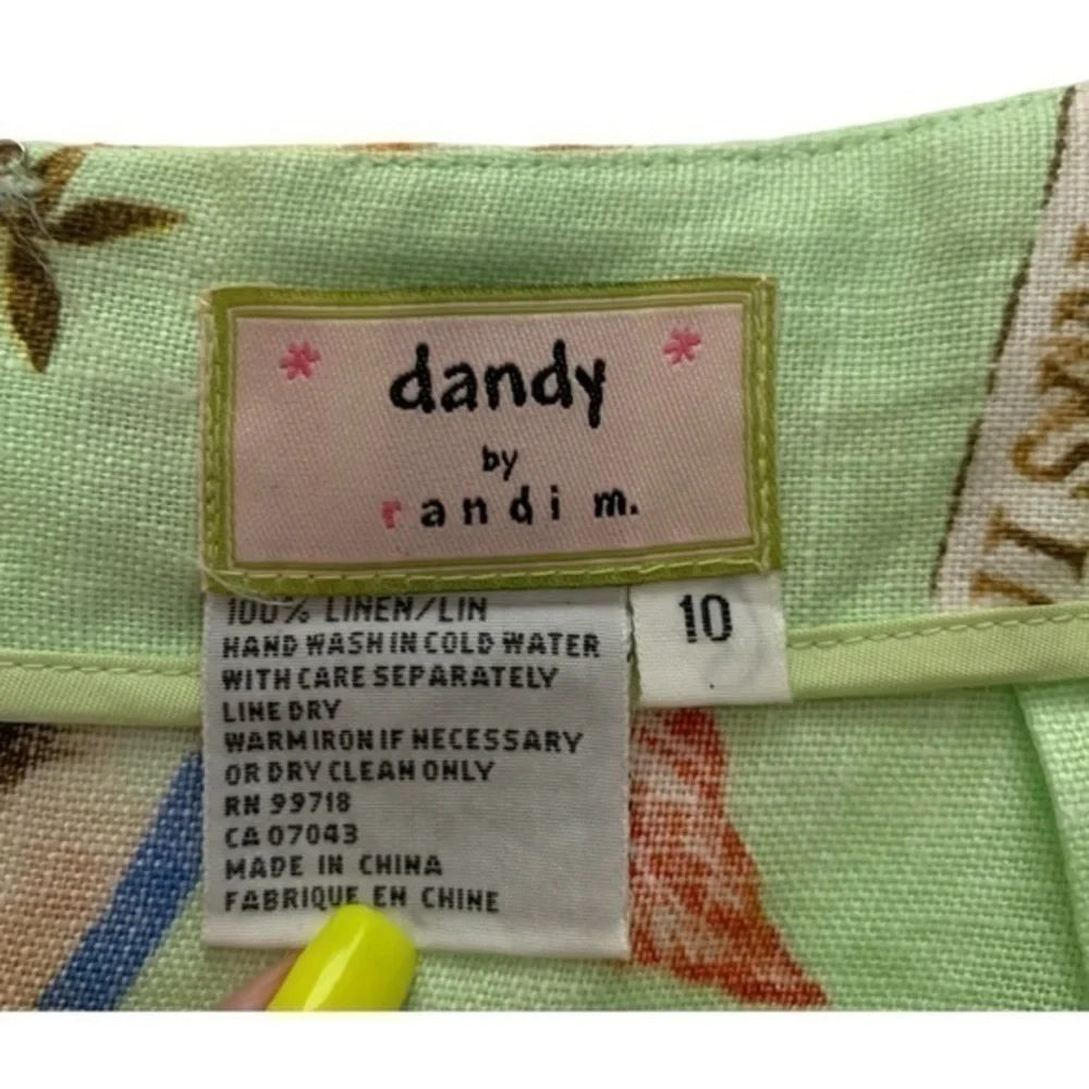 DANDY by RANDI M. Green Tropical Floral Holiday Linen Mini‎ Skirt